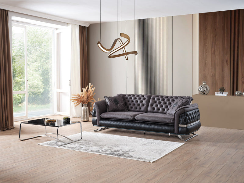 Bravo 3-pieces (Sofa & Loveseat & Chair) Livingroom Set Black in Black - 101-BRA-ZENA-321