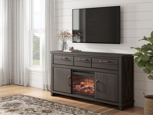 Brazen Valley Dark Brown 71" TV Stand with Electric Fireplace - W2648W2
