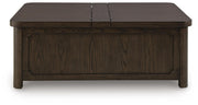 Breckington Dark Brown Coffee Table With Storage - T678-20