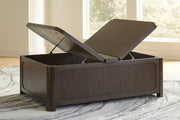 Breckington Dark Brown Coffee Table With Storage - T678-20