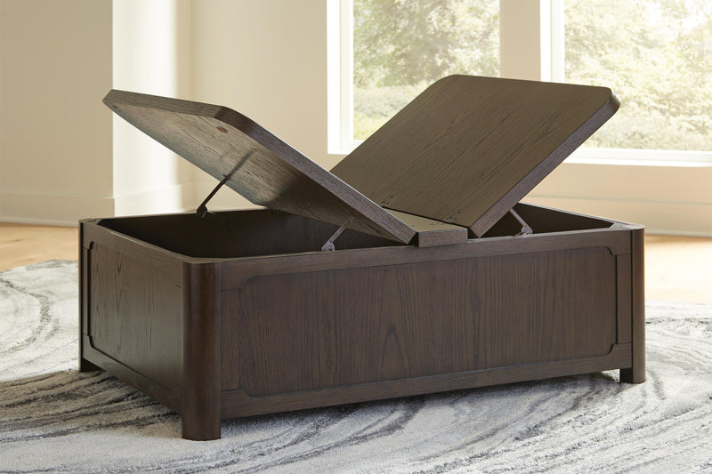 Breckington Dark Brown Coffee Table With Storage - T678-20
