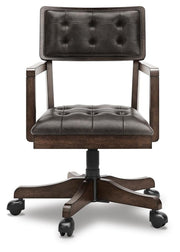 Breckington Home Office Desk with Chair and Storage in Dark Brown - PKG022067