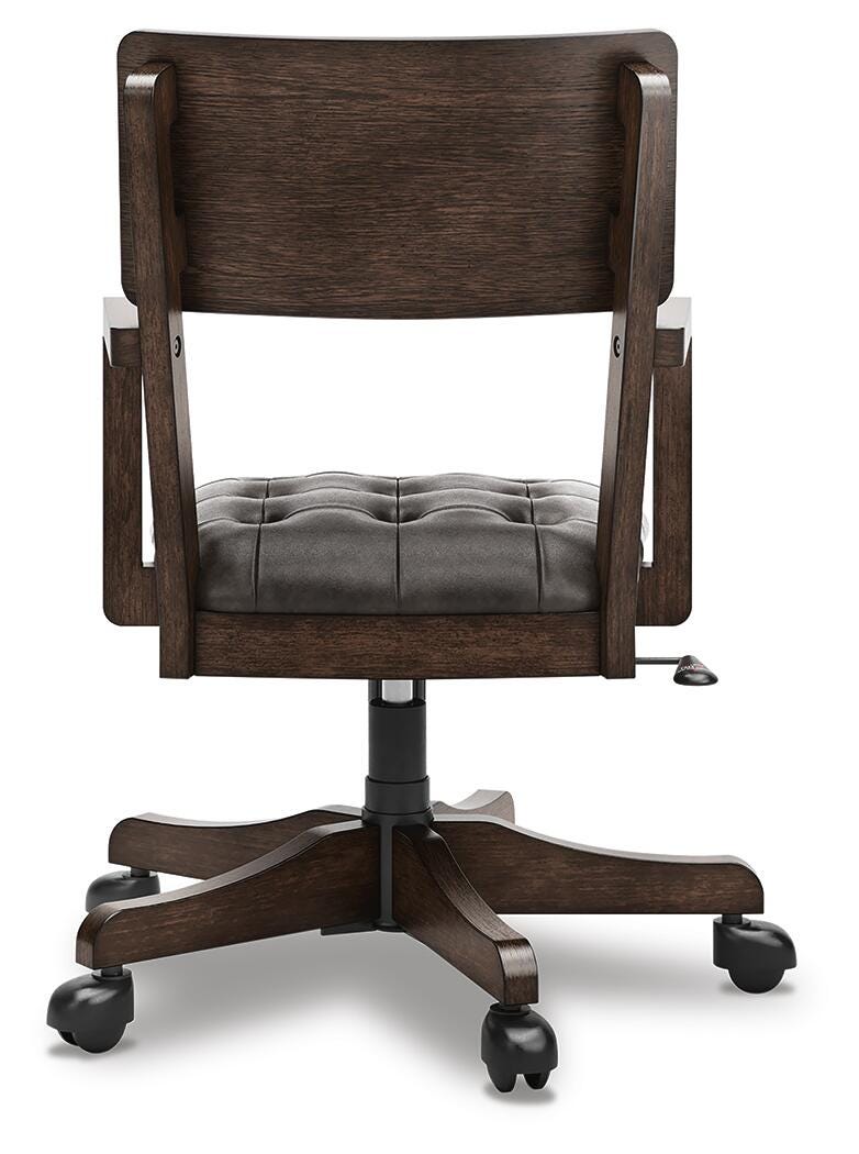 Breckington Home Office Desk with Chair and Storage in Dark Brown - PKG022067