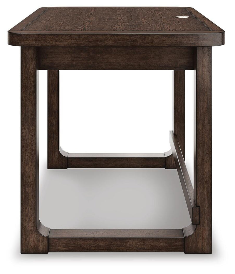Breckington Home Office Desk with Chair in Dark Brown - PKG022066