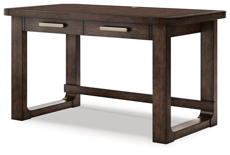 Breckington Home Office Desk with Chair in Dark Brown - PKG022066