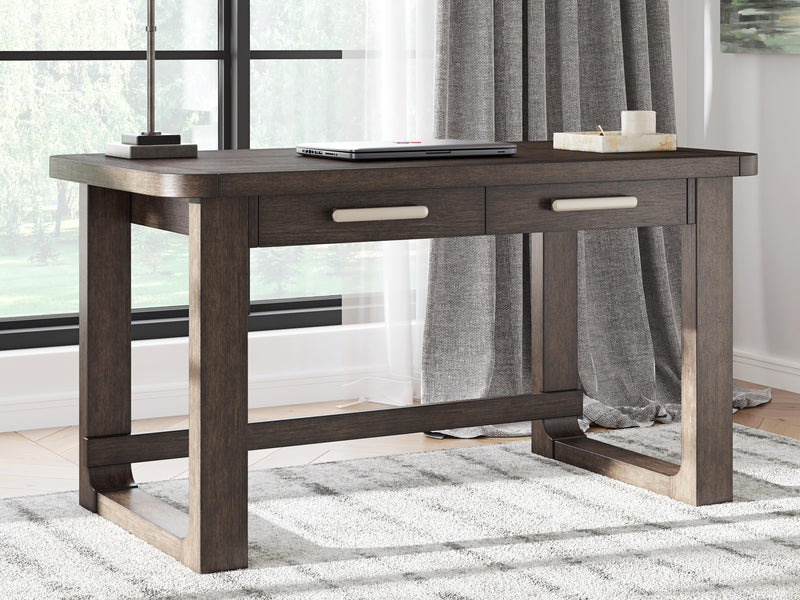 Breckington Home Office Desk with Chair in Dark Brown - PKG022066