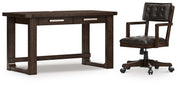 Breckington Home Office Desk with Chair in Dark Brown - PKG022066