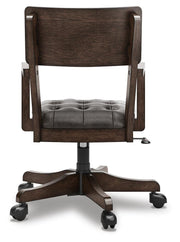 Breckington Home Office Desk with Chair in Dark Brown - PKG022066