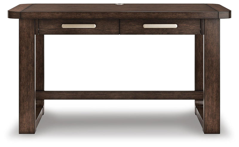 Breckington Home Office Desk with Chair in Dark Brown - PKG022066