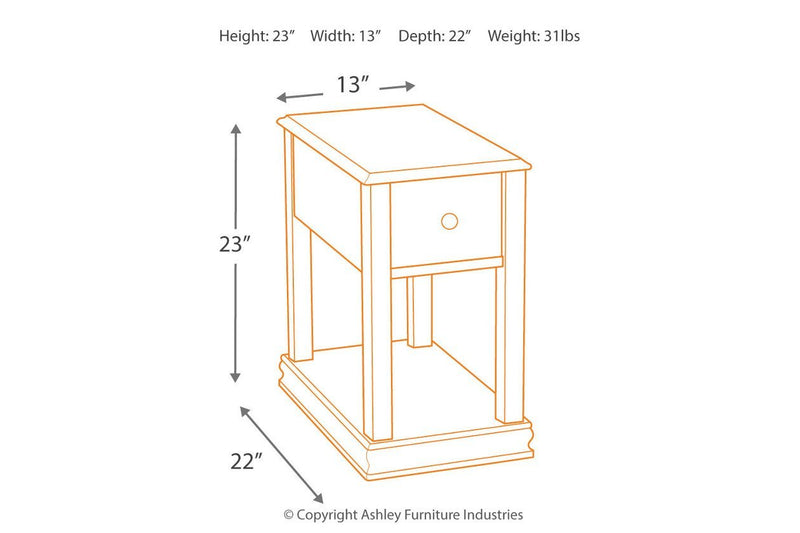 Breegin Brown Chairside End Table - Gate FurnitureEnd Table Chair Side