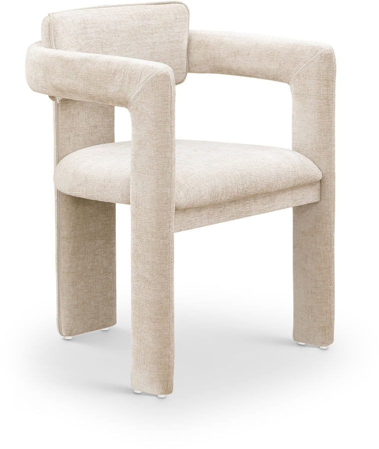 Brenda Chenille Fabric Upholstered Dining Chair in Beige, Set of 2 - 11084Beige-C