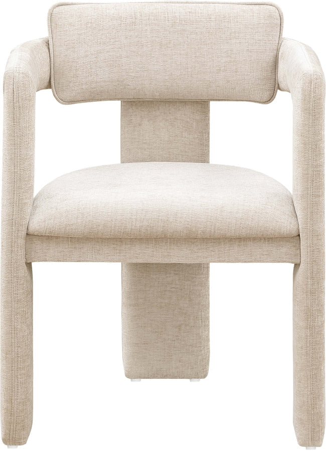 Brenda Chenille Fabric Upholstered Dining Chair in Beige, Set of 2 - 11084Beige-C