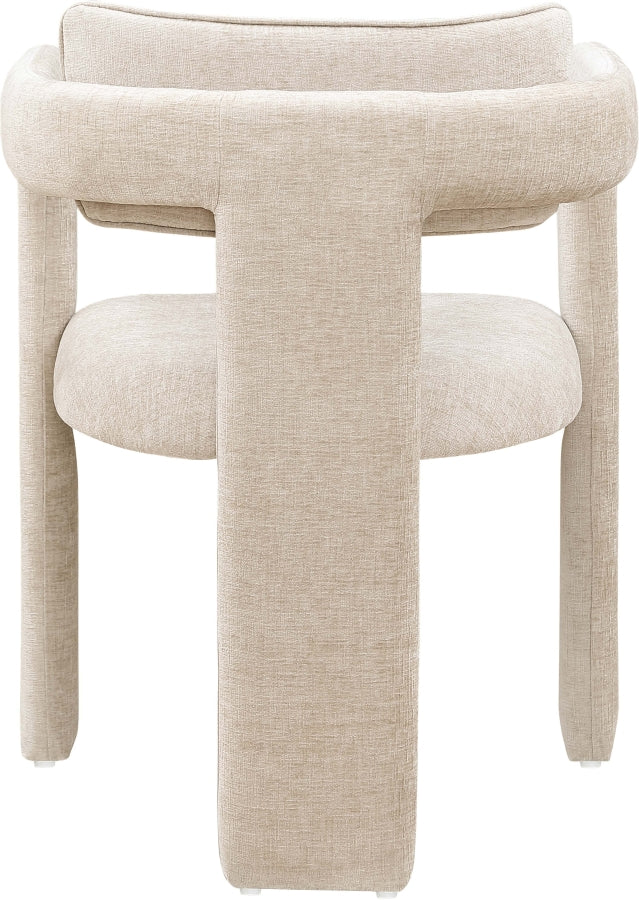 Brenda Chenille Fabric Upholstered Dining Chair in Beige, Set of 2 - 11084Beige-C