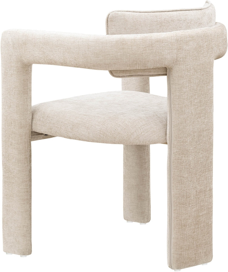Brenda Chenille Fabric Upholstered Dining Chair in Beige, Set of 2 - 11084Beige-C