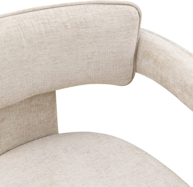 Brenda Chenille Fabric Upholstered Dining Chair in Beige, Set of 2 - 11084Beige-C