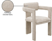 Brenda Chenille Fabric Upholstered Dining Chair in Beige, Set of 2 - 11084Beige-C