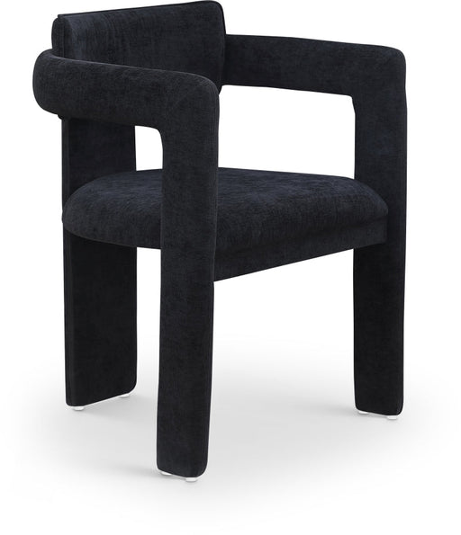 Brenda Chenille Fabric Upholstered Dining Chair in Black, Set of 2 - 11084Black-C