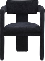 Brenda Chenille Fabric Upholstered Dining Chair in Black, Set of 2 - 11084Black-C