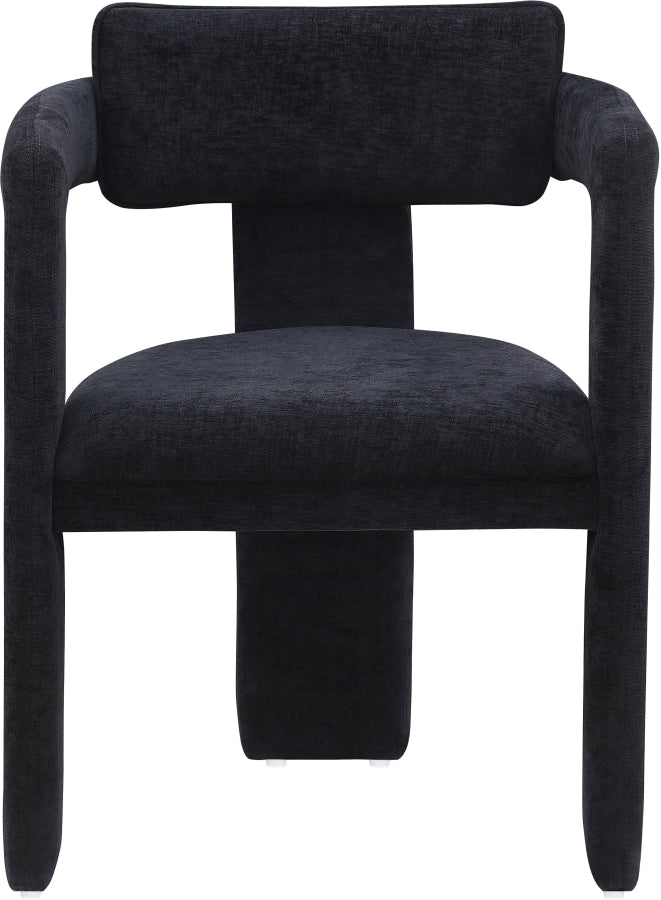 Brenda Chenille Fabric Upholstered Dining Chair in Black, Set of 2 - 11084Black-C