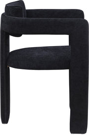 Brenda Chenille Fabric Upholstered Dining Chair in Black, Set of 2 - 11084Black-C