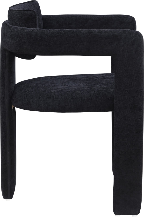 Brenda Chenille Fabric Upholstered Dining Chair in Black, Set of 2 - 11084Black-C