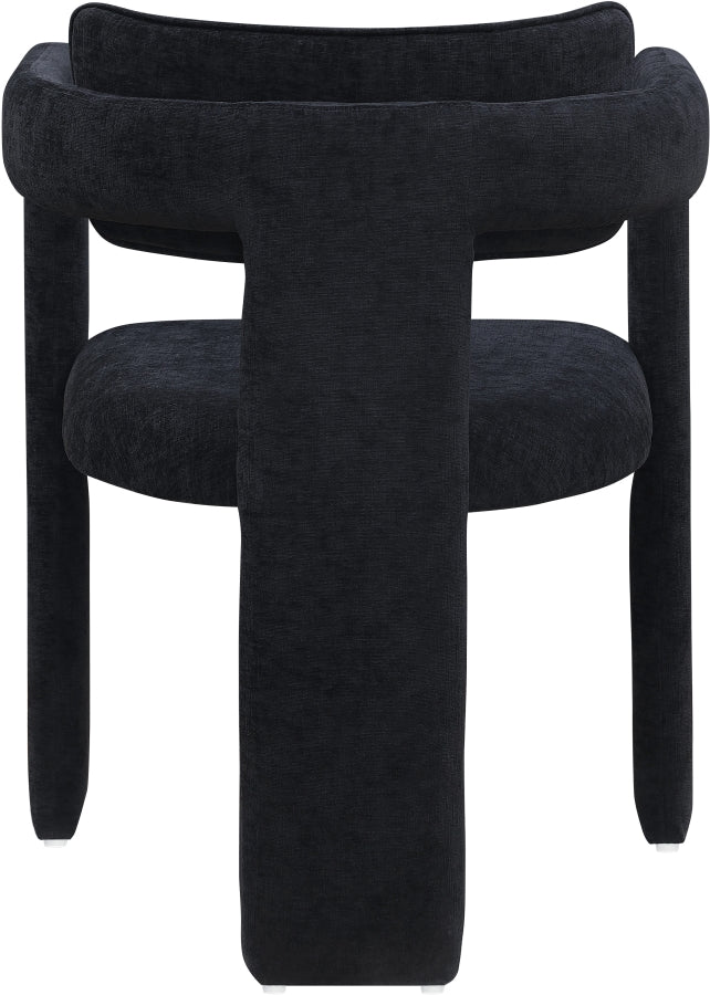Brenda Chenille Fabric Upholstered Dining Chair in Black, Set of 2 - 11084Black-C
