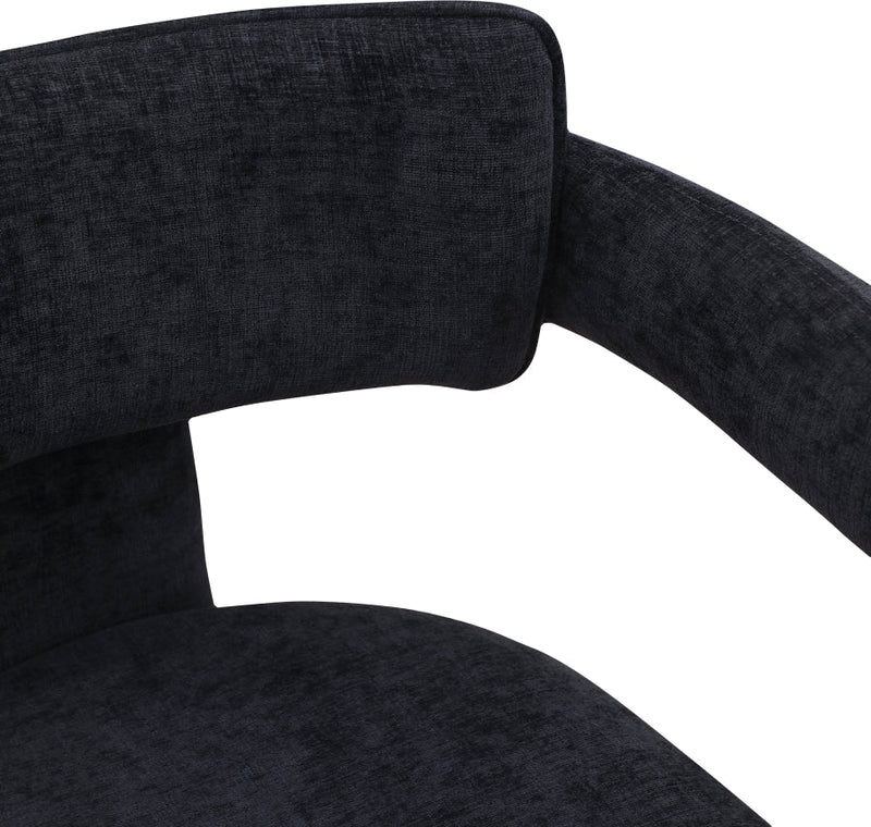 Brenda Chenille Fabric Upholstered Dining Chair in Black, Set of 2 - 11084Black-C