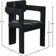 Brenda Chenille Fabric Upholstered Dining Chair in Black, Set of 2 - 11084Black-C