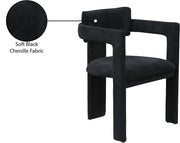 Brenda Chenille Fabric Upholstered Dining Chair in Black, Set of 2 - 11084Black-C