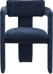 Brenda Chenille Fabric Upholstered Dining Chair in Blue, Set of 2 - 11084Navy-C