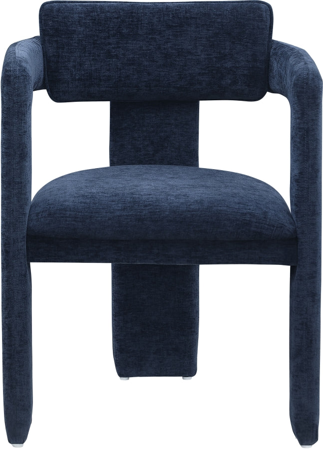 Brenda Chenille Fabric Upholstered Dining Chair in Blue, Set of 2 - 11084Navy-C