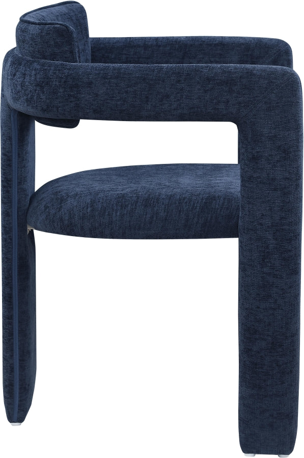 Brenda Chenille Fabric Upholstered Dining Chair in Blue, Set of 2 - 11084Navy-C