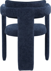Brenda Chenille Fabric Upholstered Dining Chair in Blue, Set of 2 - 11084Navy-C