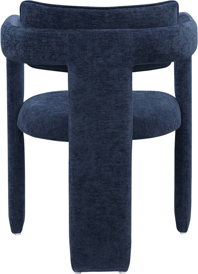 Brenda Chenille Fabric Upholstered Dining Chair in Blue, Set of 2 - 11084Navy-C