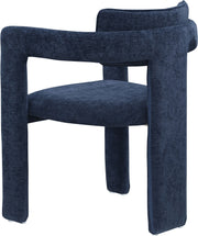 Brenda Chenille Fabric Upholstered Dining Chair in Blue, Set of 2 - 11084Navy-C