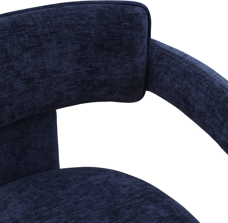 Brenda Chenille Fabric Upholstered Dining Chair in Blue, Set of 2 - 11084Navy-C
