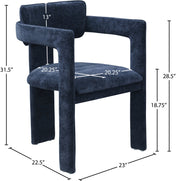 Brenda Chenille Fabric Upholstered Dining Chair in Blue, Set of 2 - 11084Navy-C