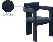 Brenda Chenille Fabric Upholstered Dining Chair in Blue, Set of 2 - 11084Navy-C