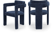 Brenda Chenille Fabric Upholstered Dining Chair in Blue, Set of 2 - 11084Navy-C