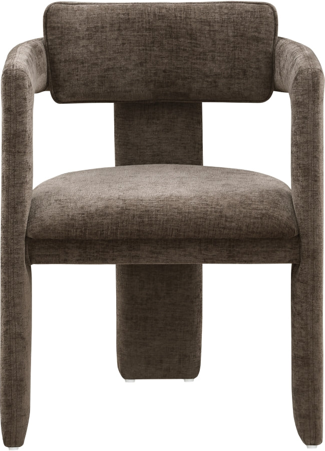 Brenda Chenille Fabric Upholstered Dining Chair in Brown, Set of 2 - 11084Brown-C