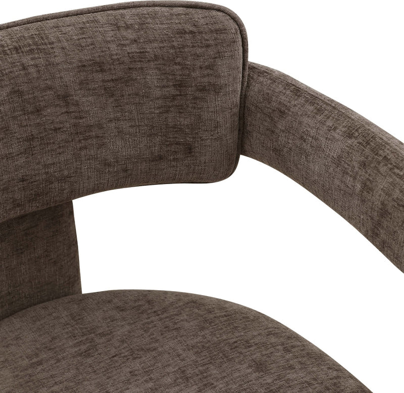 Brenda Chenille Fabric Upholstered Dining Chair in Brown, Set of 2 - 11084Brown-C