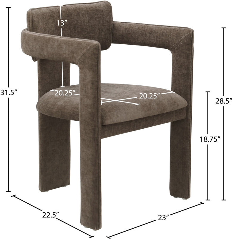 Brenda Chenille Fabric Upholstered Dining Chair in Brown, Set of 2 - 11084Brown-C