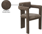 Brenda Chenille Fabric Upholstered Dining Chair in Brown, Set of 2 - 11084Brown-C