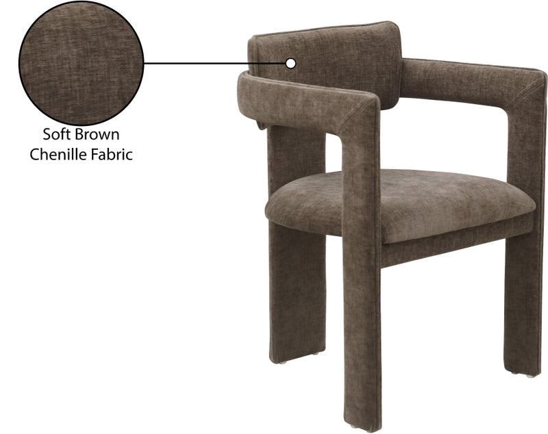 Brenda Chenille Fabric Upholstered Dining Chair in Brown, Set of 2 - 11084Brown-C