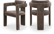 Brenda Chenille Fabric Upholstered Dining Chair in Brown, Set of 2 - 11084Brown-C