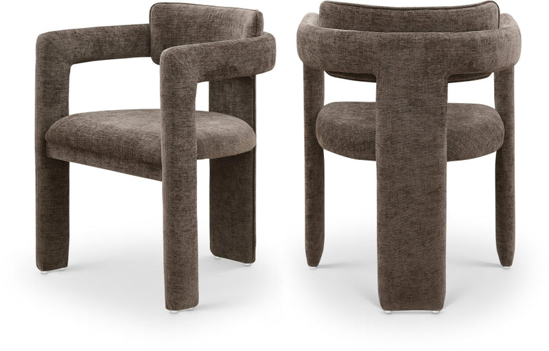 Brenda Chenille Fabric Upholstered Dining Chair in Brown, Set of 2 - 11084Brown-C