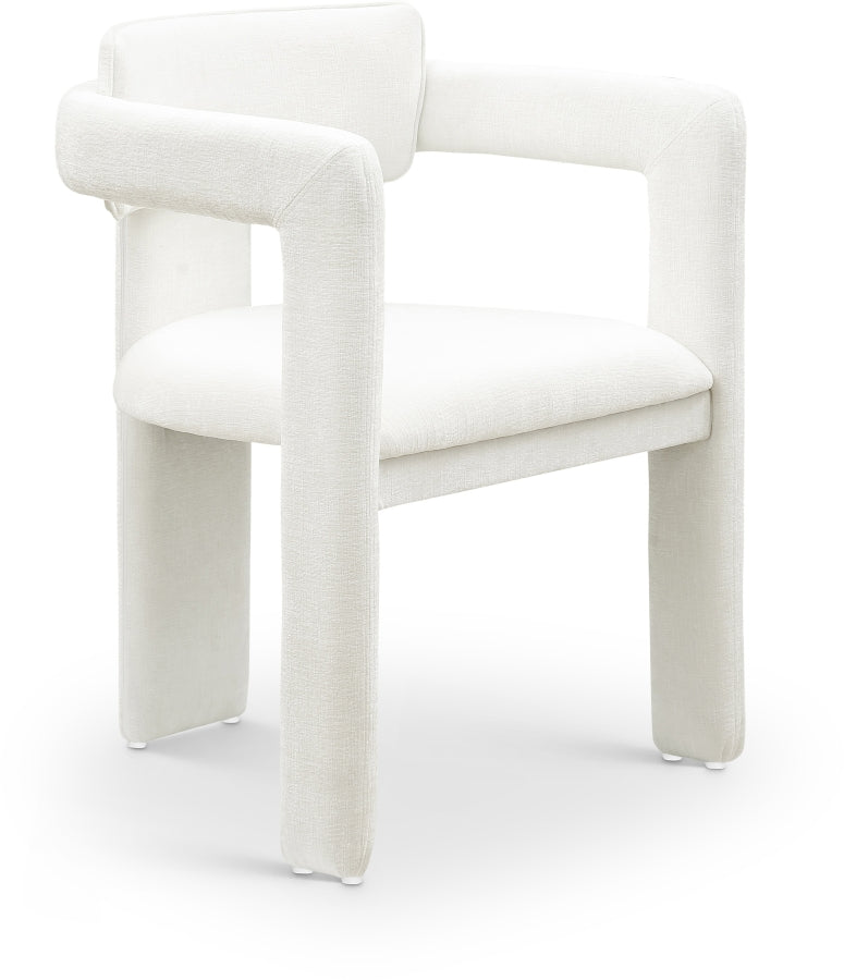 Brenda Chenille Fabric Upholstered Dining Chair in Cream, Set of 2 - 11084Cream-C