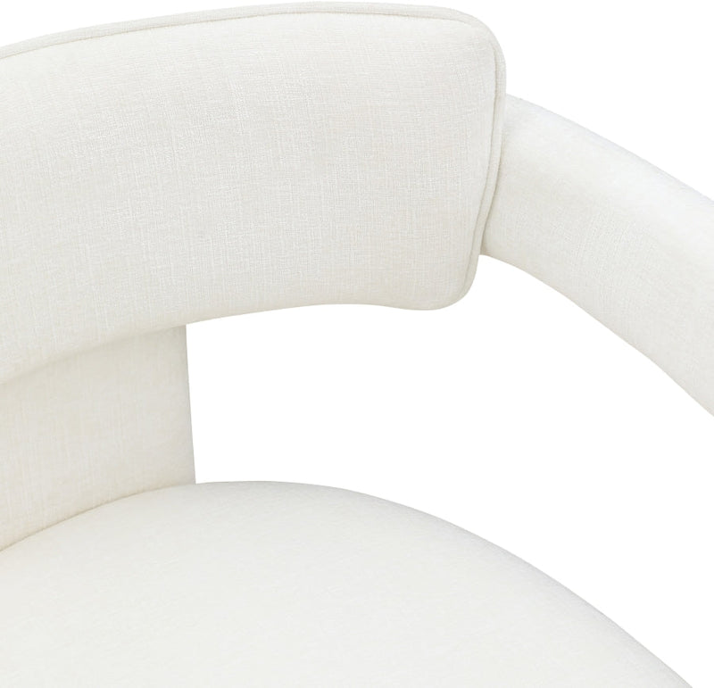 Brenda Chenille Fabric Upholstered Dining Chair in Cream, Set of 2 - 11084Cream-C