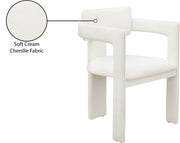 Brenda Chenille Fabric Upholstered Dining Chair in Cream, Set of 2 - 11084Cream-C