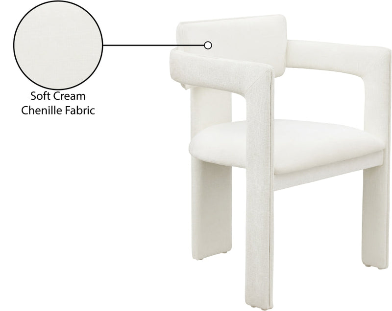Brenda Chenille Fabric Upholstered Dining Chair in Cream, Set of 2 - 11084Cream-C